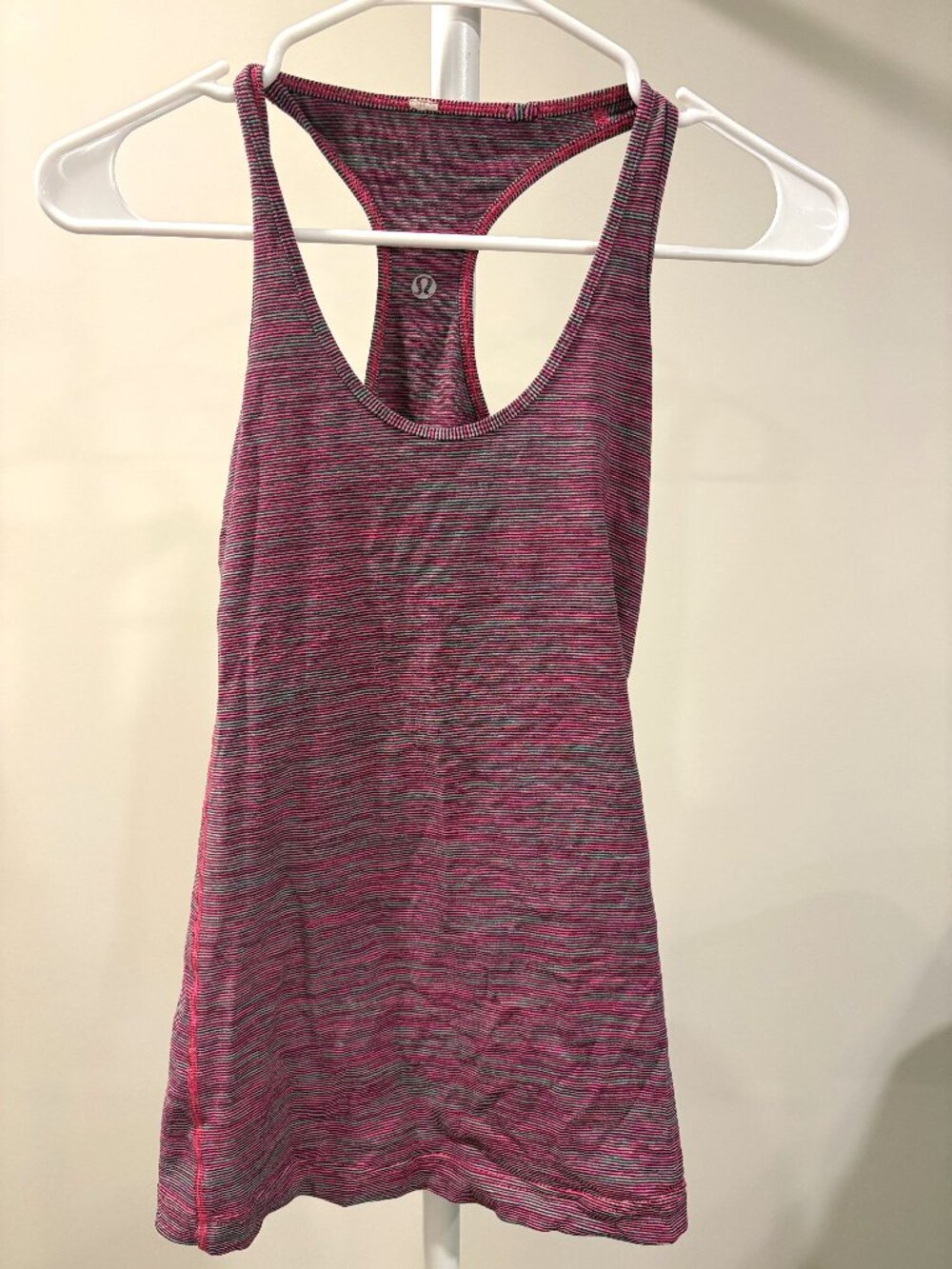 Lululemon Y2K Cool Racerback Top CRB Micro Stripe Pink Gray Space Dye Workout